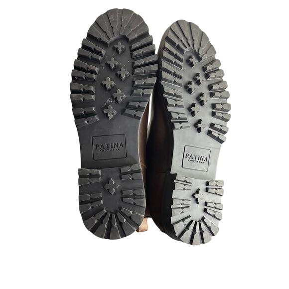 Patina Chelsea Boots Mens 10.5 Brown Leather Handcrafted Suede Slip On Lug Sole - Picture 8 of 10